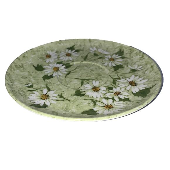 Vintage DEL MAR MELMAC 7-Piece 6" Saucer Set Plate #604 Avocado Green & Daisies - Picture 4 of 6